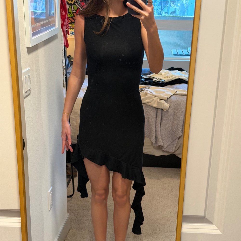 NEW Reformation black asymmetrical dress